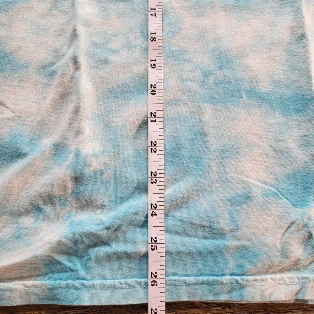Maui and Sons Shark Graphic Tie Dye T-Shirt Blue White Mens Small Surf Retro